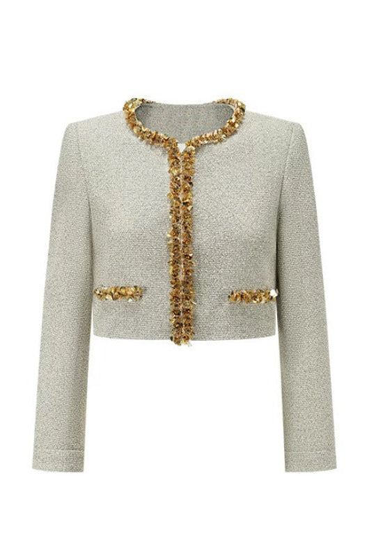 Evangeline Sequin Jacket In Apricot - OWNCI Evangeline Sequin Jacket In Apricot - OWNCI
