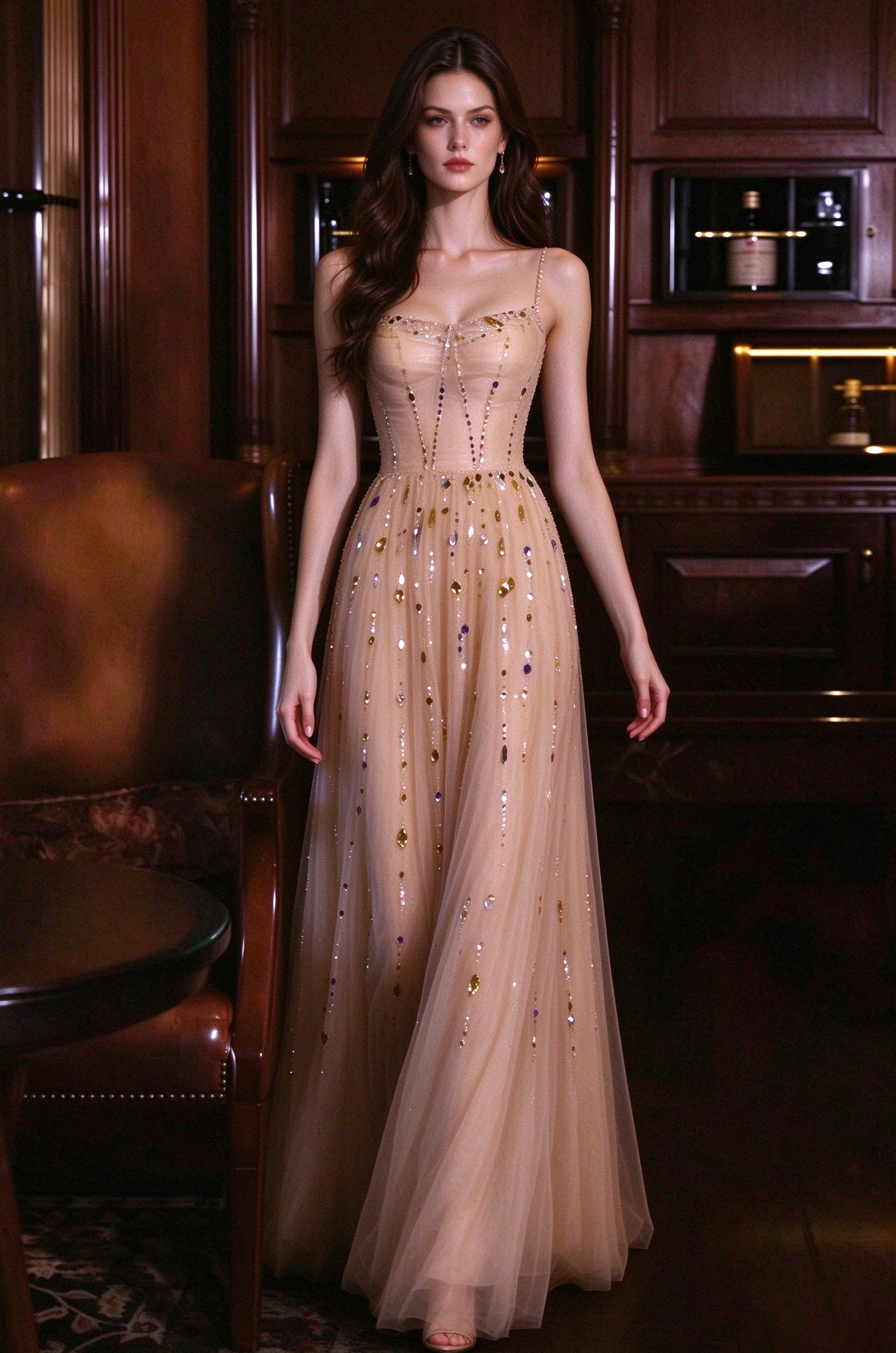 Nicola’s elegant backless halter maxi dress – Champagne - OWNCI Nicola’s elegant backless halter maxi dress – Champagne - OWNCI