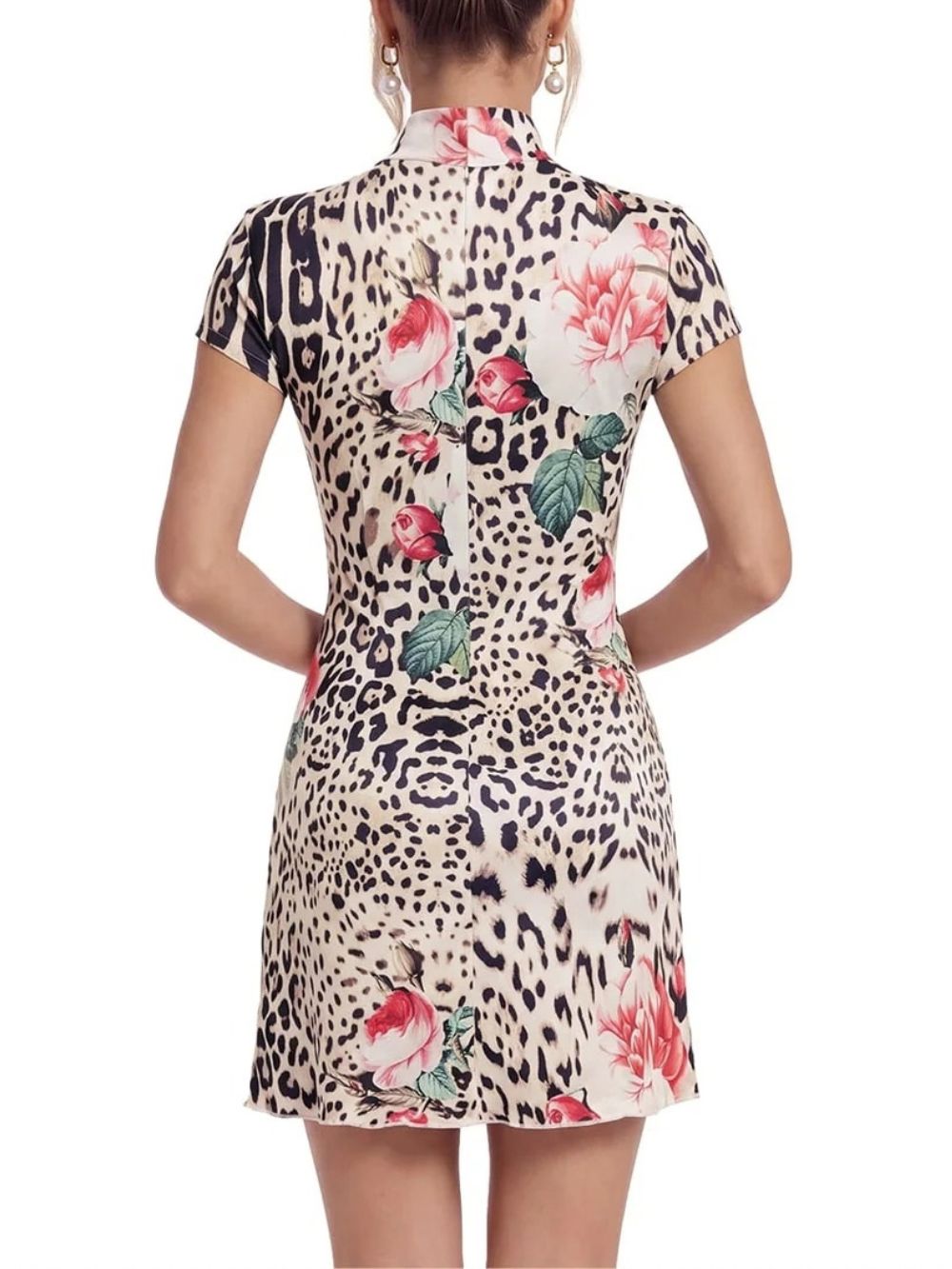 Amdora Leopard Floral Mini Dress - OWNCI