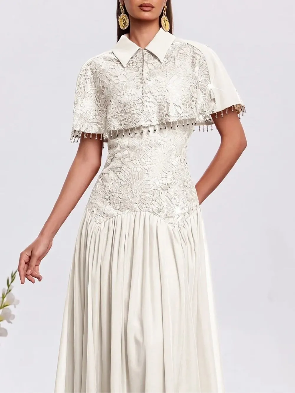 Hatice Cape Lace Dress - OWNCI Hatice Cape Lace Dress - OWNCI