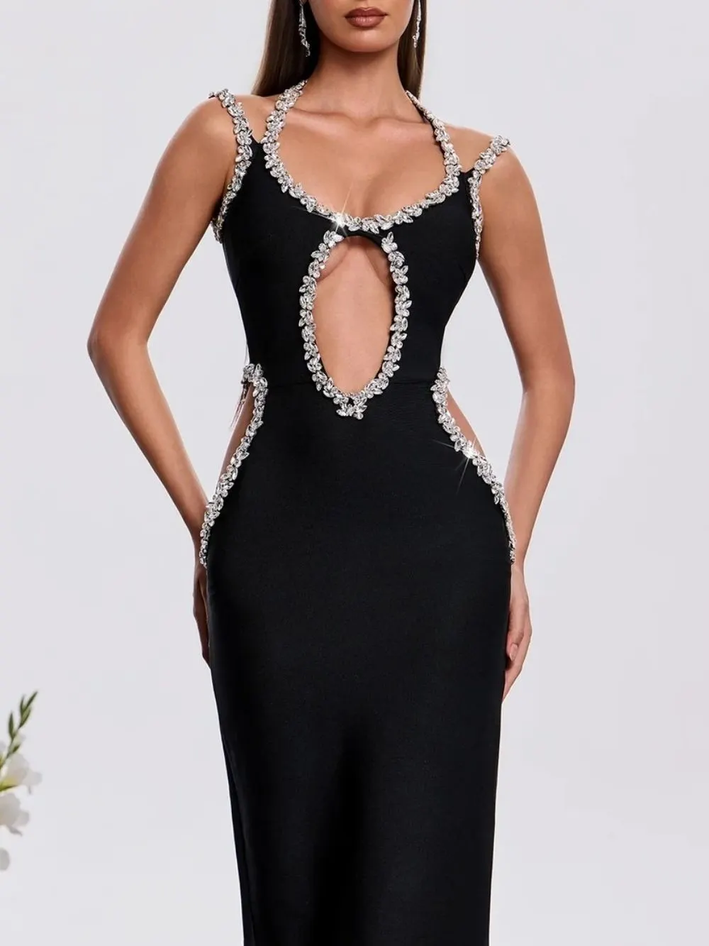 Moxden Crystal Cutout Bandage Maxi Dress - OWNCI Moxden Crystal Cutout Bandage Maxi Dress - OWNCI