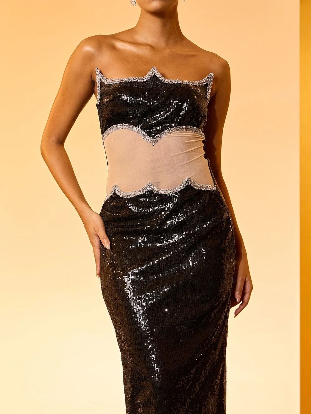 Haddie Strapless Sequin Maxi Dress - OWNCI Haddie Strapless Sequin Maxi Dress - OWNCI