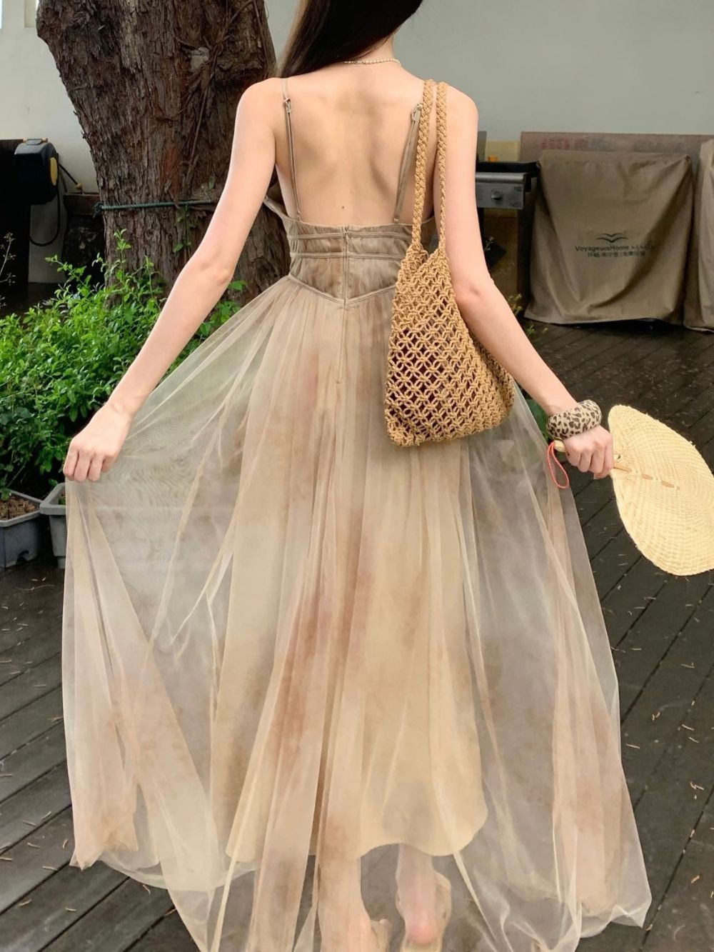 Mirel Spaghetti Mesh Maxi Dress - OWNCI