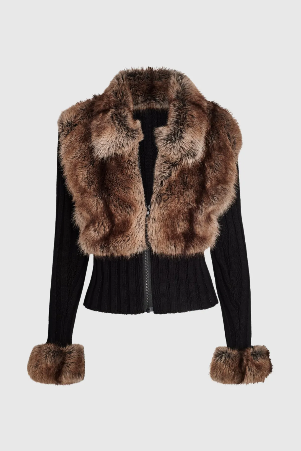 Geraldine Faux Fur Knit Coat - OWNCI Geraldine Faux Fur Knit Coat - OWNCI