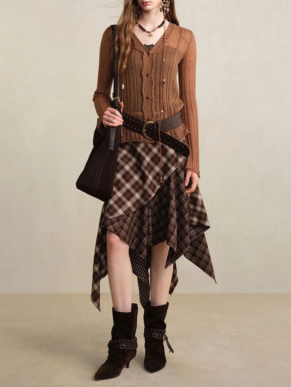 Mili Checkered Patchwork Skirt - OWNCI Mili Checkered Patchwork Skirt - OWNCI