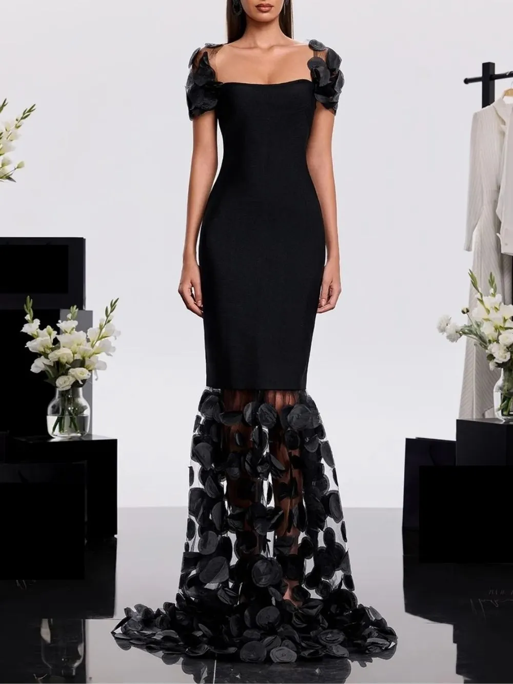 Weskor Flower Bandage Mermaid Maxi Dress - OWNCI
