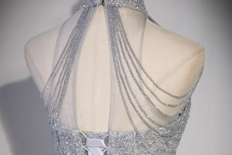 Silver Tulle A-Line Evening Gown - OWNCI Silver Tulle A-Line Evening Gown - OWNCI