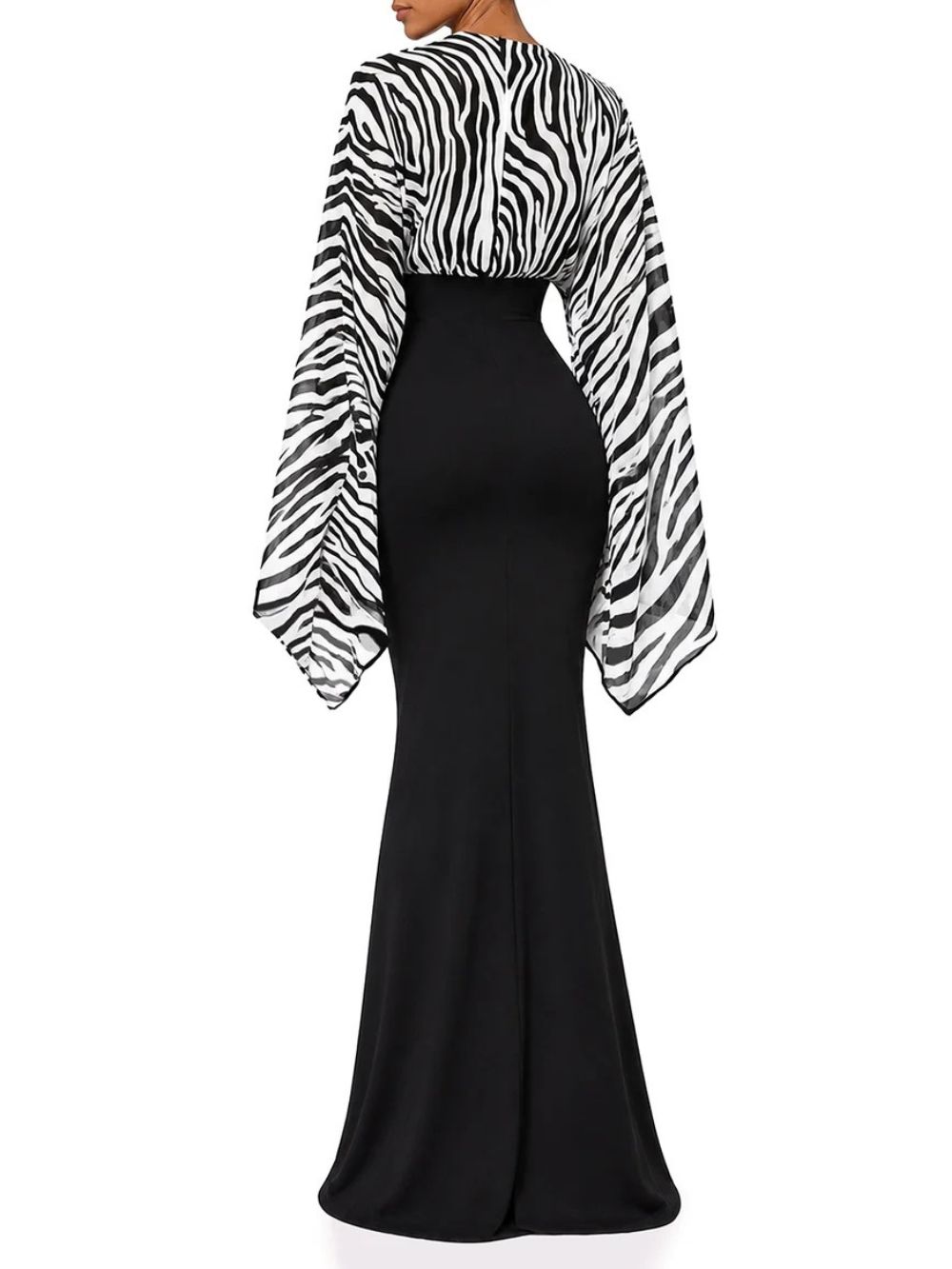 Zelmari V Neck Zebra Maxi Dress - OWNCI