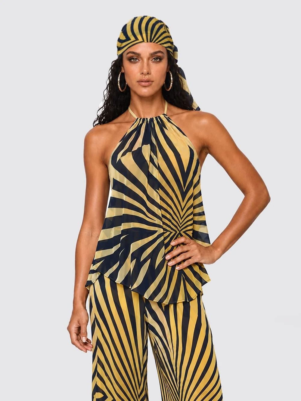 Brazia Backless Stripe Pants Set - OWNCI Brazia Backless Stripe Pants Set - OWNCI