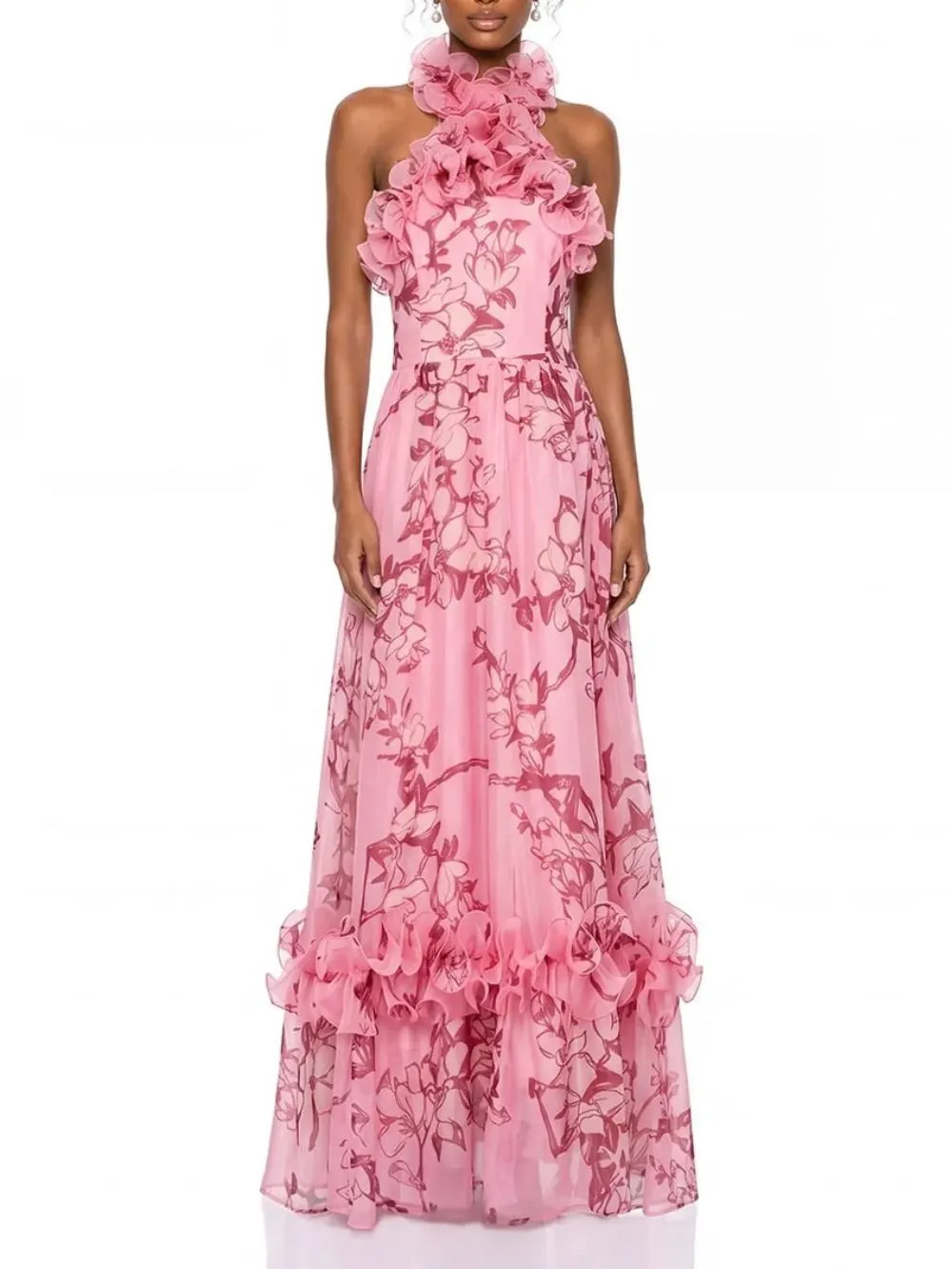Norevik Halterneck Floral Maxi Dress - OWNCI Norevik Halterneck Floral Maxi Dress - OWNCI