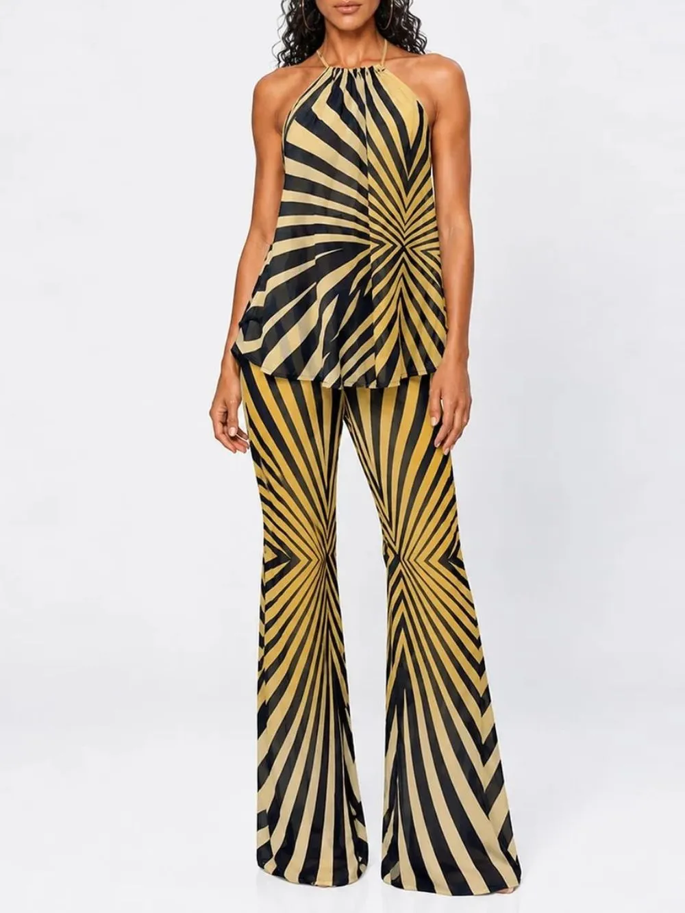 Brazia Backless Stripe Pants Set - OWNCI Brazia Backless Stripe Pants Set - OWNCI