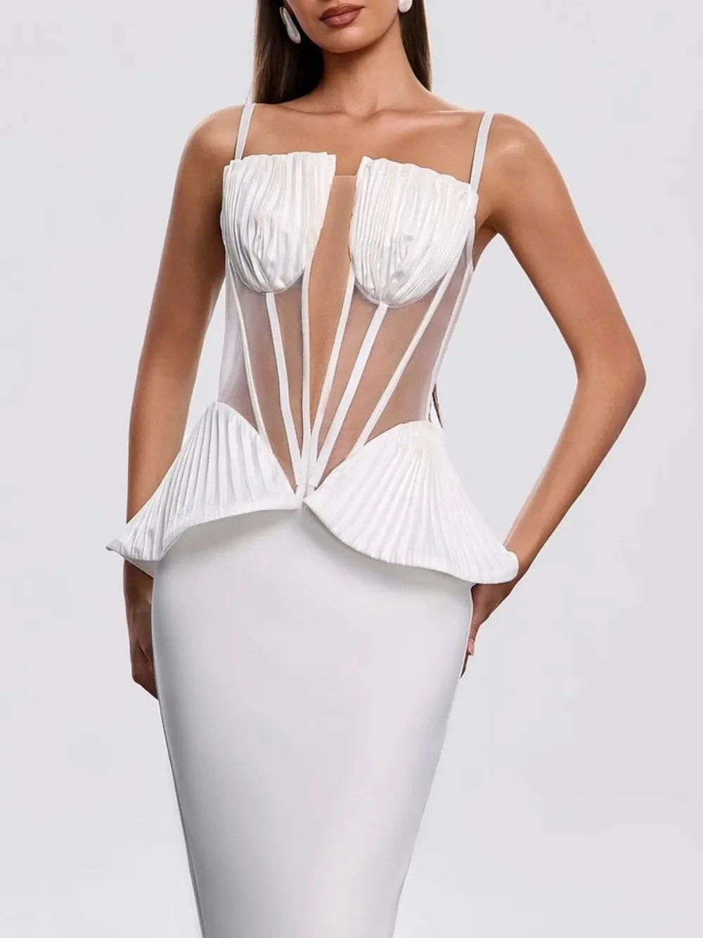 Kasmel Spaghetti Corset Midi Dress - OWNCI Kasmel Spaghetti Corset Midi Dress - OWNCI