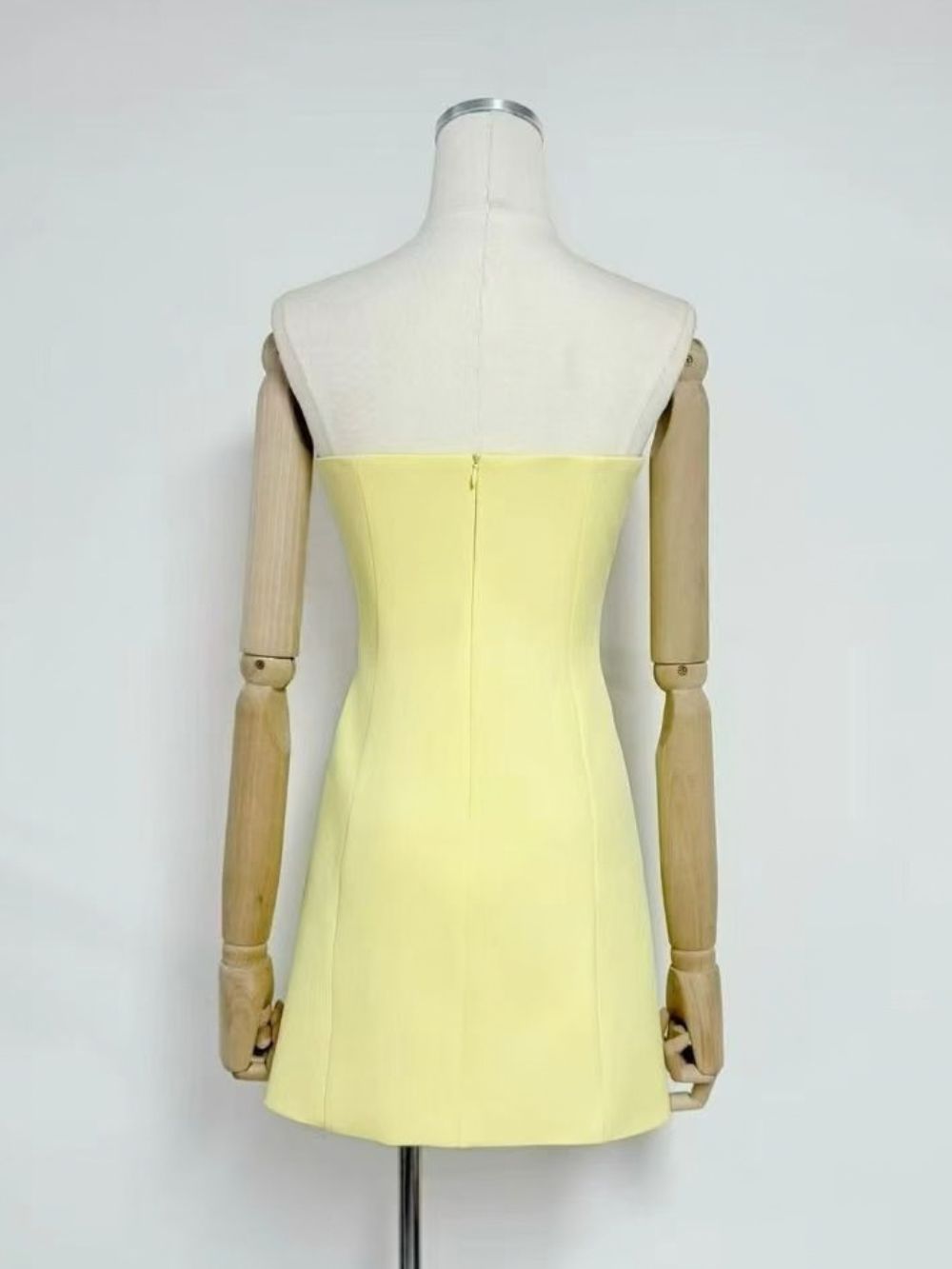 Michal Yellow Strapless Flower Mini Dress - OWNCI
