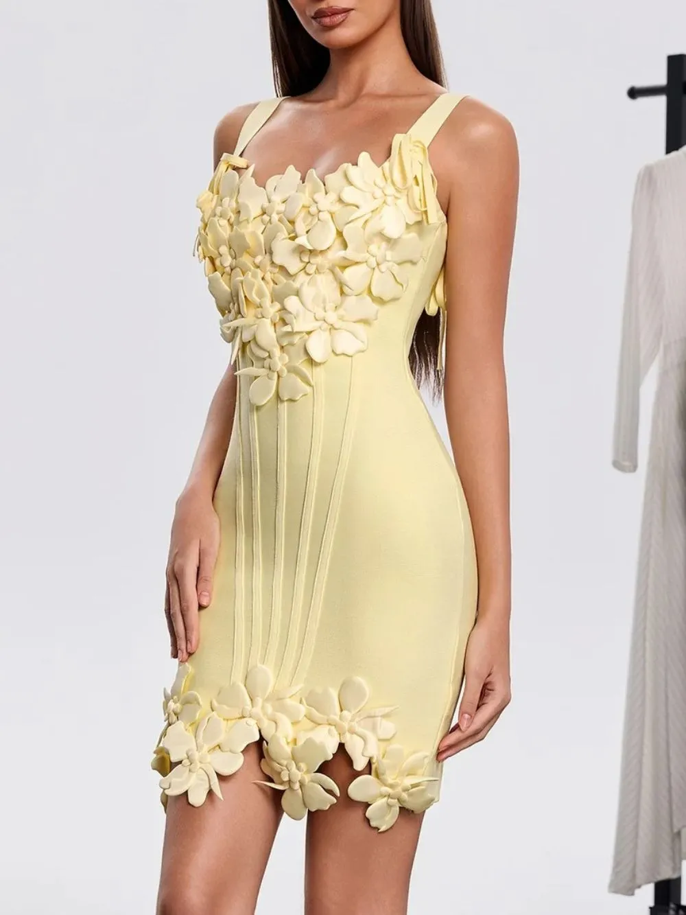 Hanh Sleeveless Flower Bandage Mini Dress - OWNCI