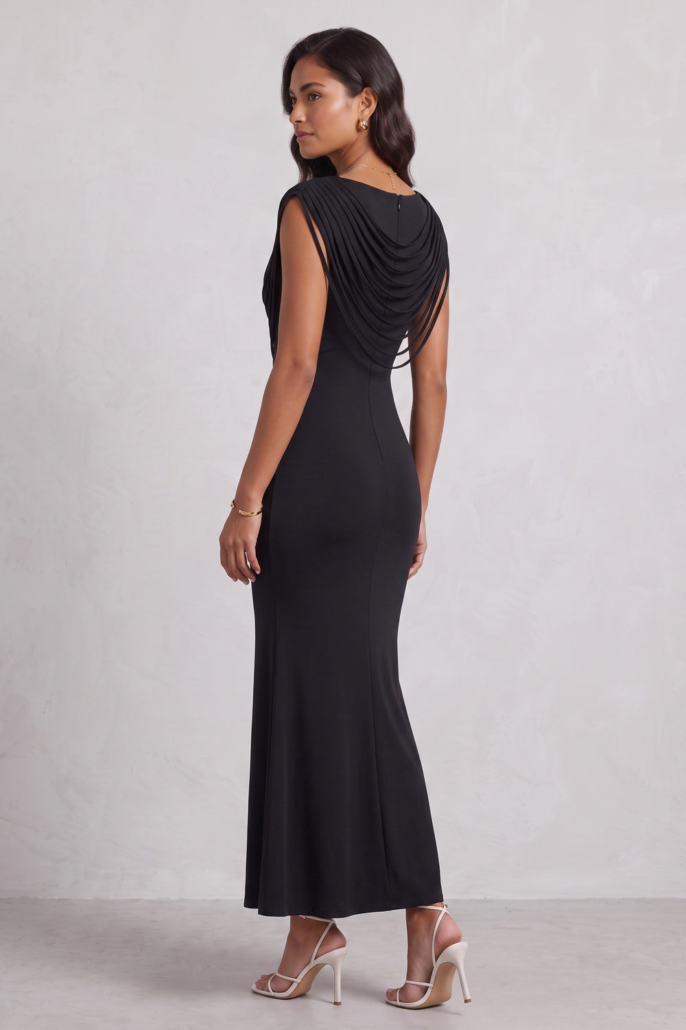 Black Stretchy Jersey Knit Mermaid Dress - OWNCI Black Stretchy Jersey Knit Mermaid Dress - OWNCI
