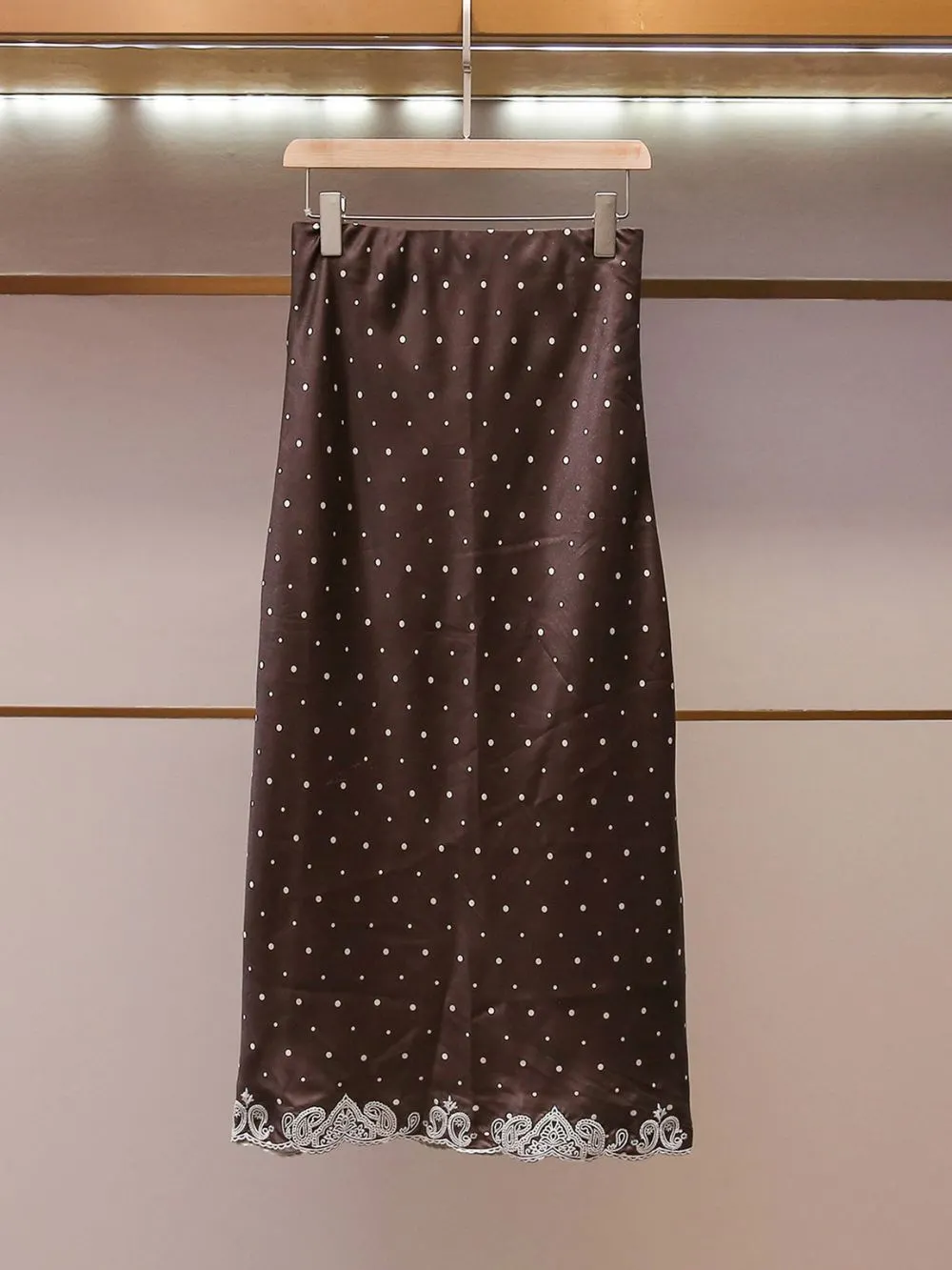 Minah Polka Dot Satin A-line Skirt - OWNCI Minah Polka Dot Satin A-line Skirt - OWNCI