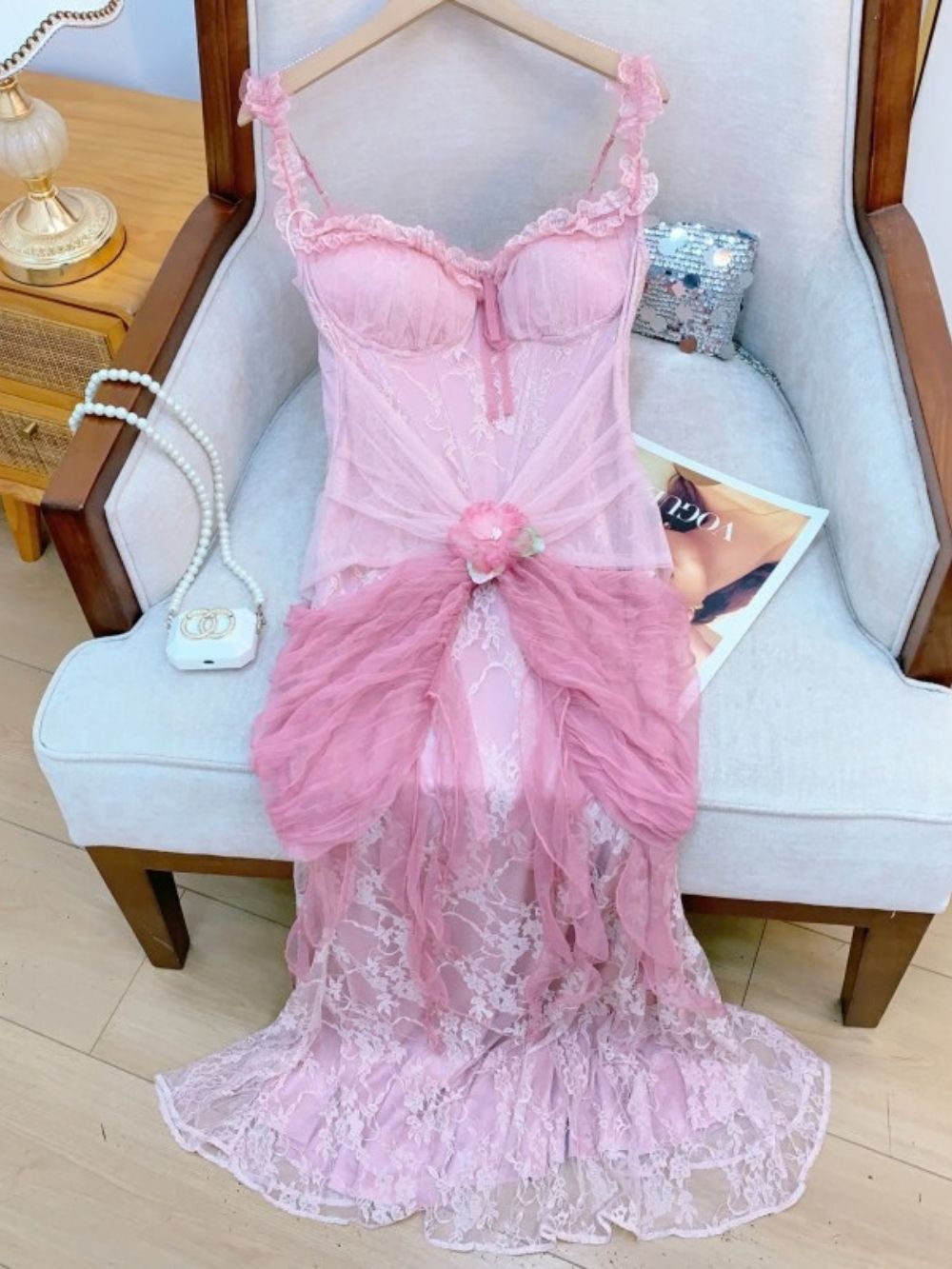Miranda Pink Corset Lace Maxi Dress - OWNCI Miranda Pink Corset Lace Maxi Dress - OWNCI