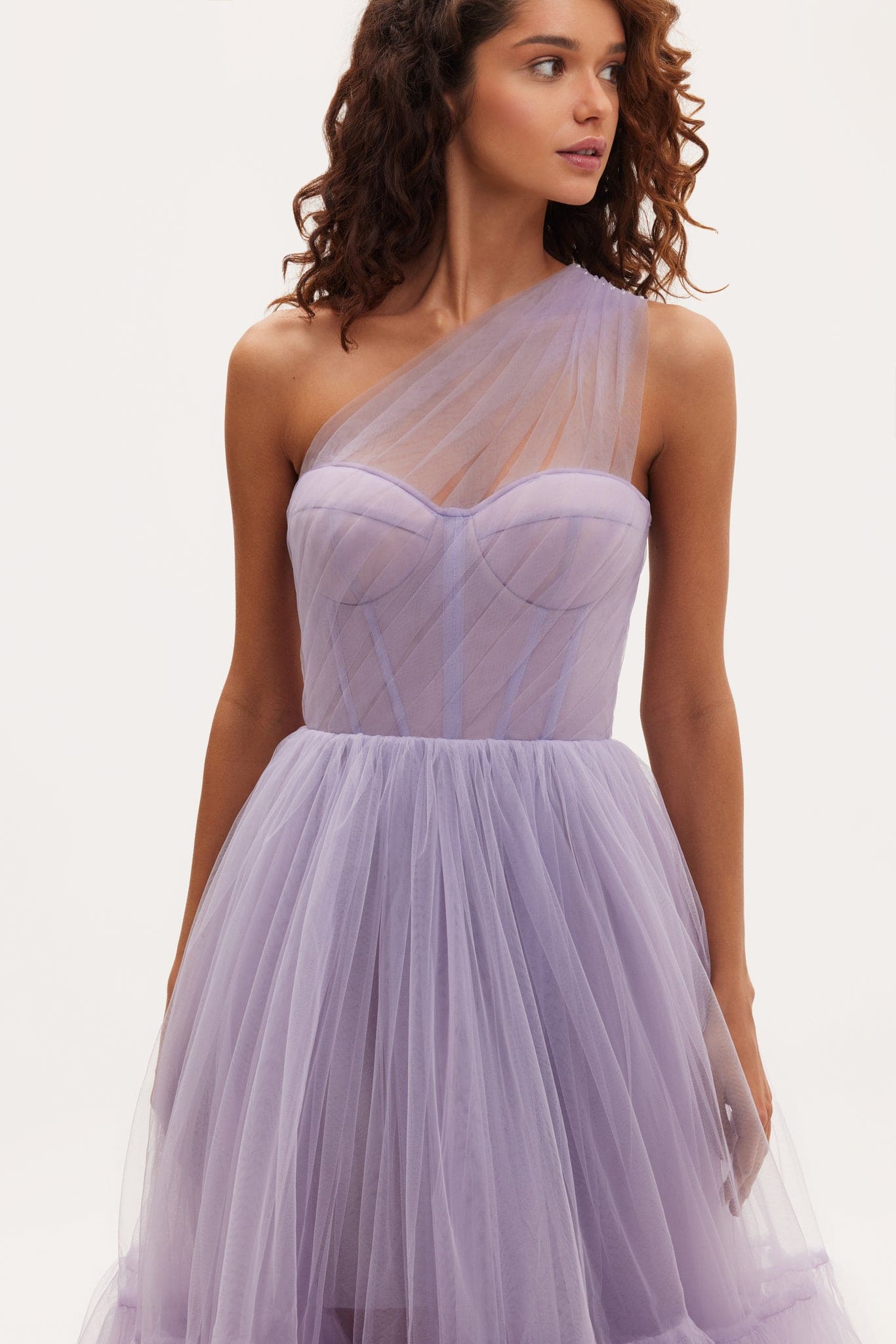 Lavender One-Shoulder Cocktail Tulle Dress - OWNCI Lavender One-Shoulder Cocktail Tulle Dress - OWNCI