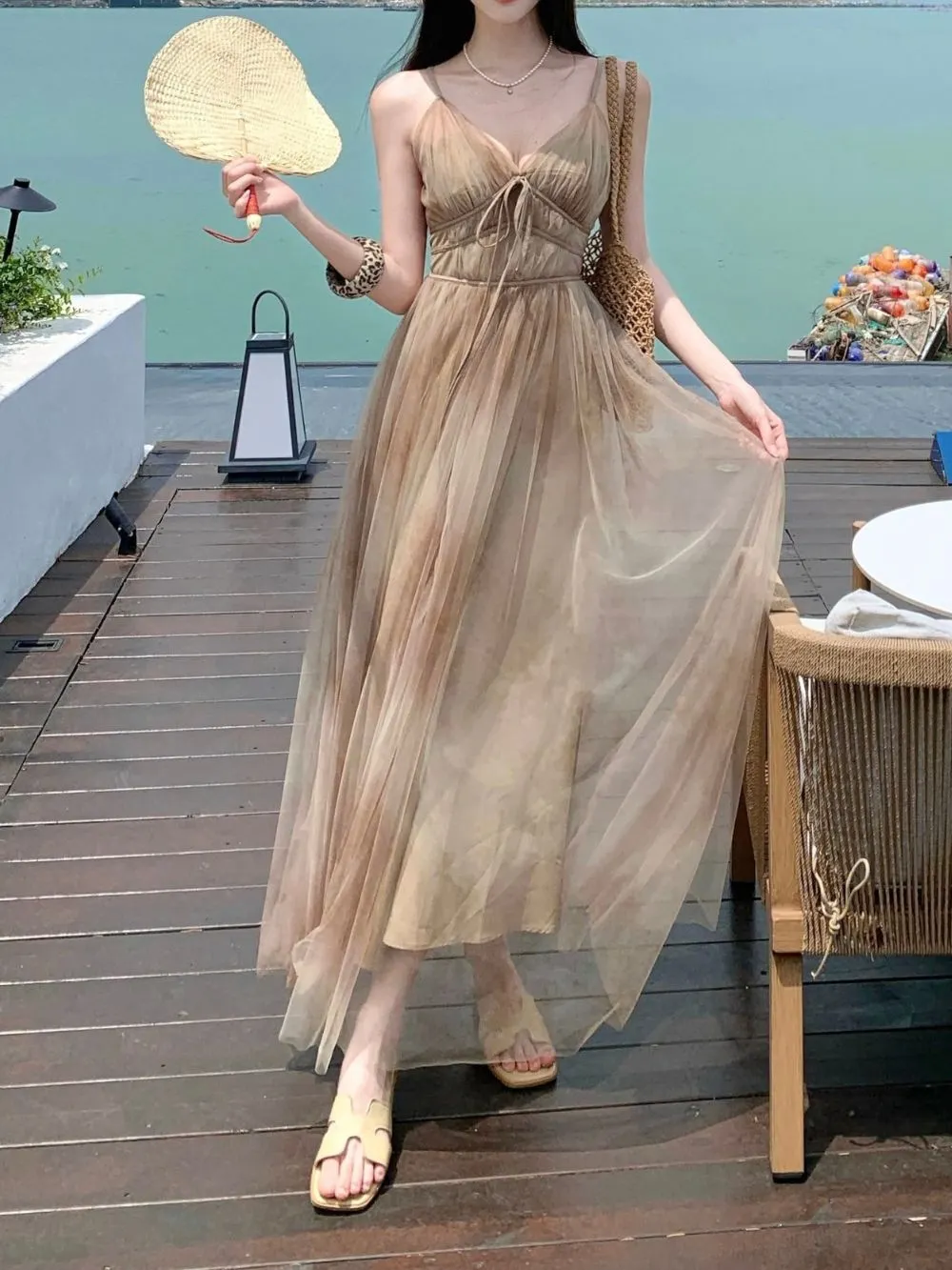 Mirel Spaghetti Mesh Maxi Dress - OWNCI Mirel Spaghetti Mesh Maxi Dress - OWNCI