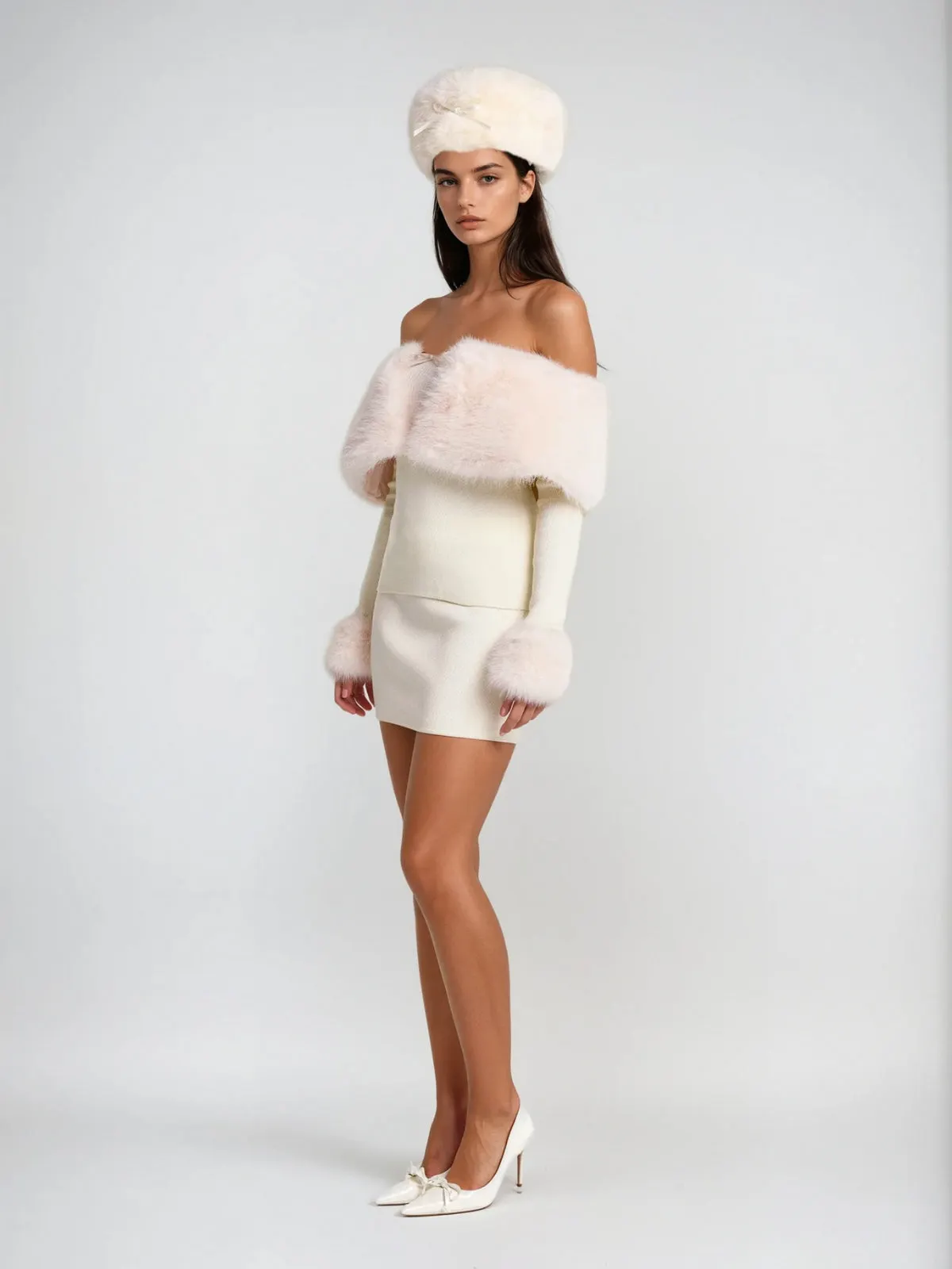 Sherry Off Shoulder Furry Skirt Set - OWNCI Sherry Off Shoulder Furry Skirt Set - OWNCI