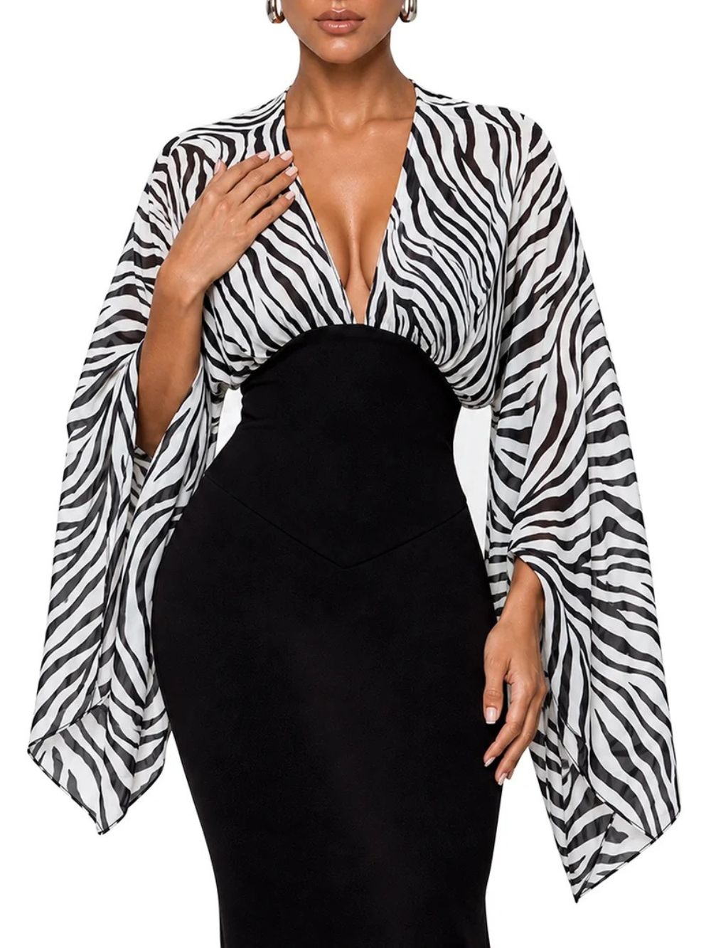 Zelmari V Neck Zebra Maxi Dress - OWNCI Zelmari V Neck Zebra Maxi Dress - OWNCI