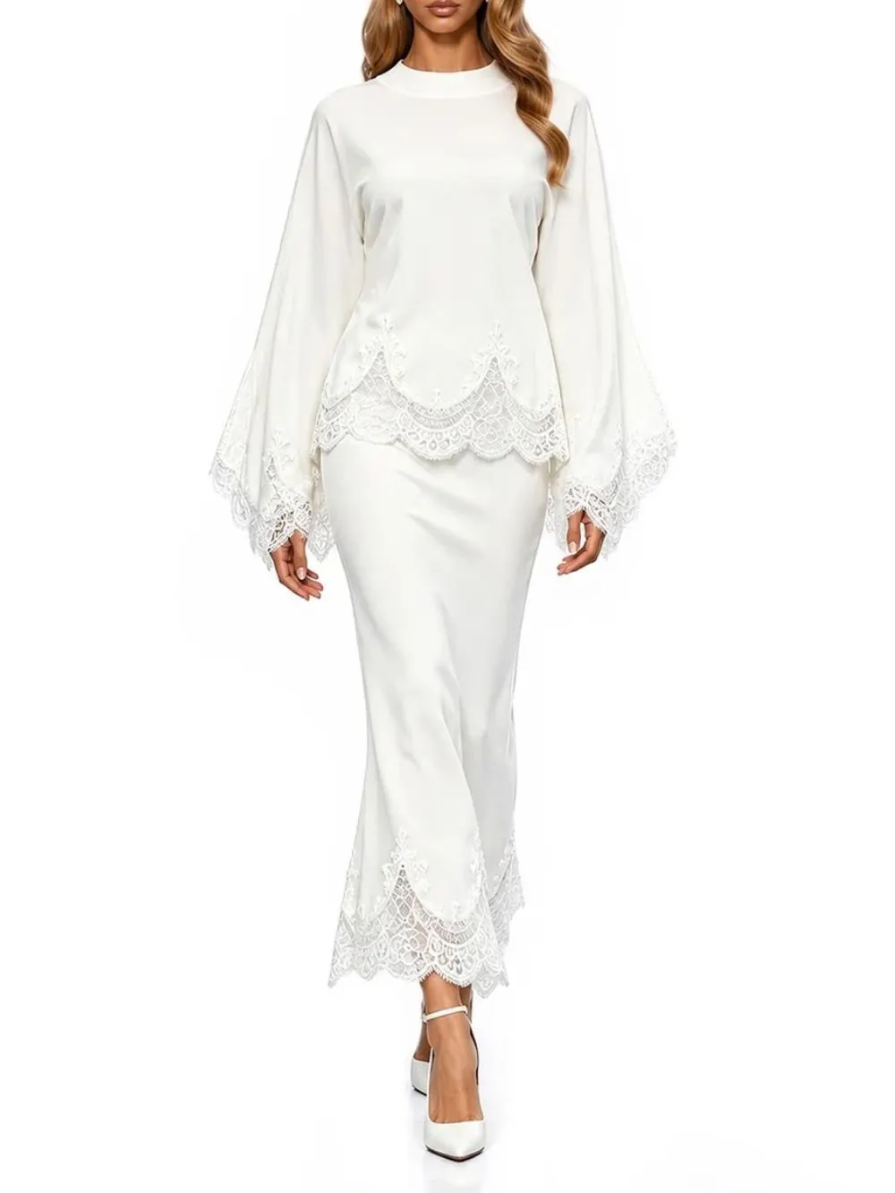 Turelia Lace Satin Skirt Set - OWNCI Turelia Lace Satin Skirt Set - OWNCI