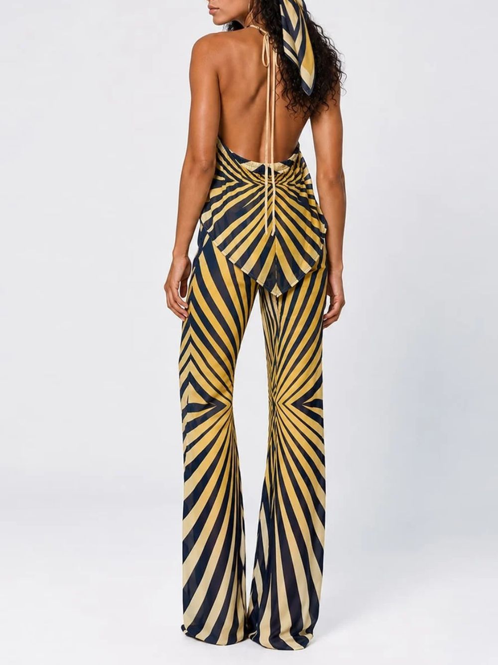 Brazia Backless Stripe Pants Set - OWNCI