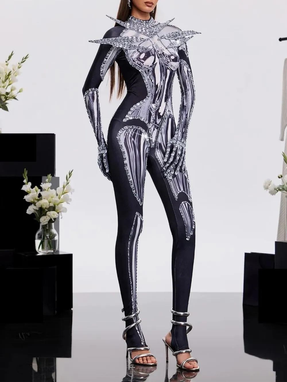 Prynex Long Sleeve Crystal Jumpsuit - OWNCI Prynex Long Sleeve Crystal Jumpsuit - OWNCI