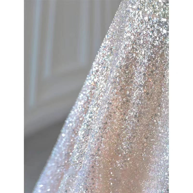 Silver Sequined Tulle a-Line Gown - OWNCI Silver Sequined Tulle a-Line Gown - OWNCI