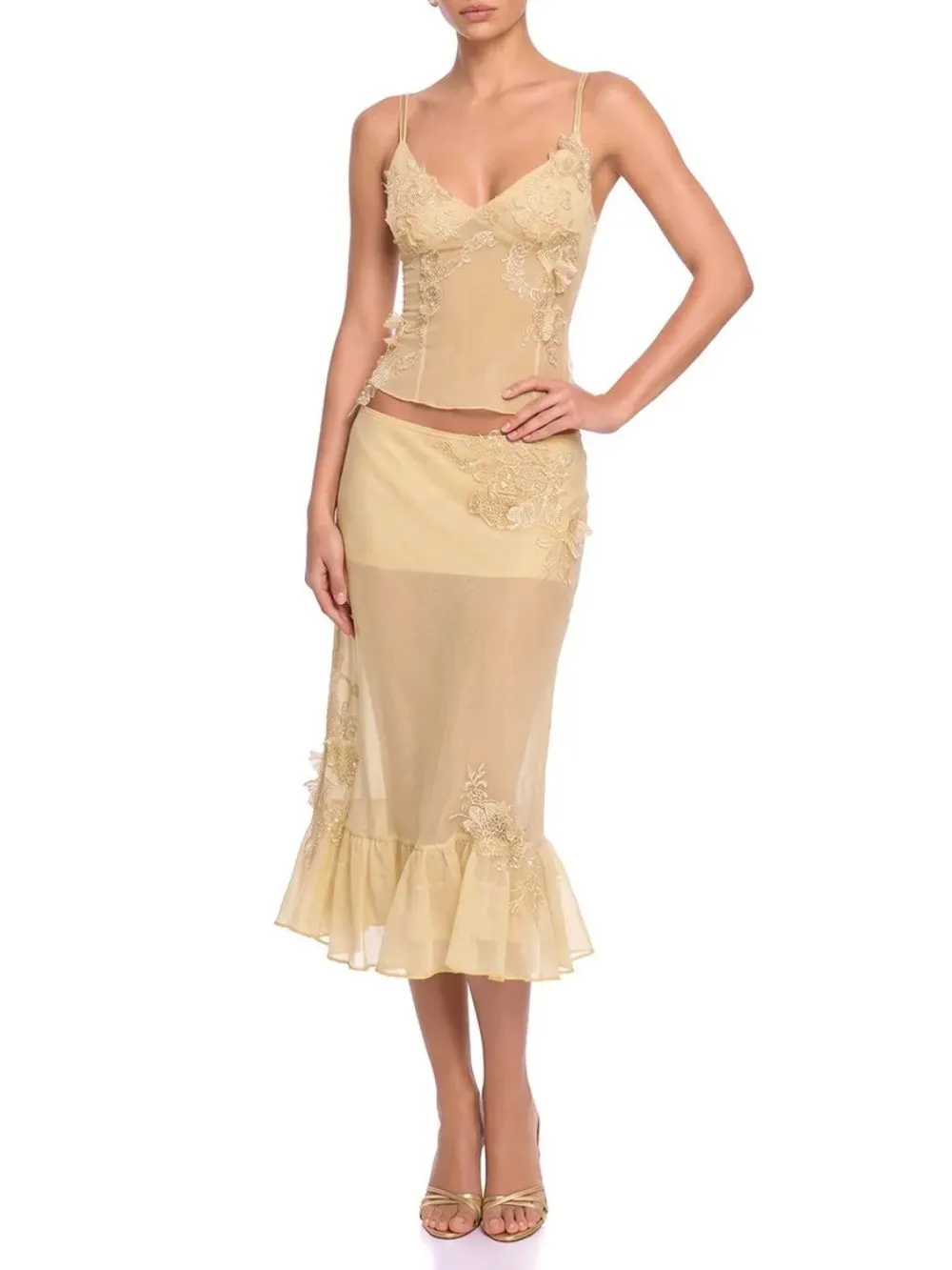 Graziella Spaghetti Ruffle Skirt Set - OWNCI Graziella Spaghetti Ruffle Skirt Set - OWNCI
