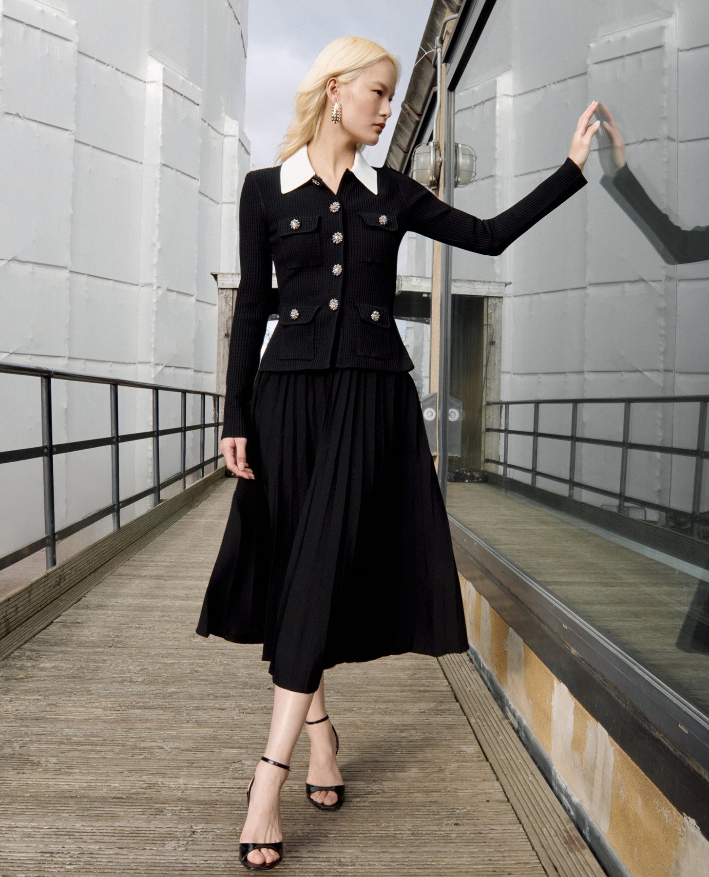 Evangeline Black Tailored Knit Midi Dress - OWNCI Evangeline Black Tailored Knit Midi Dress - OWNCI