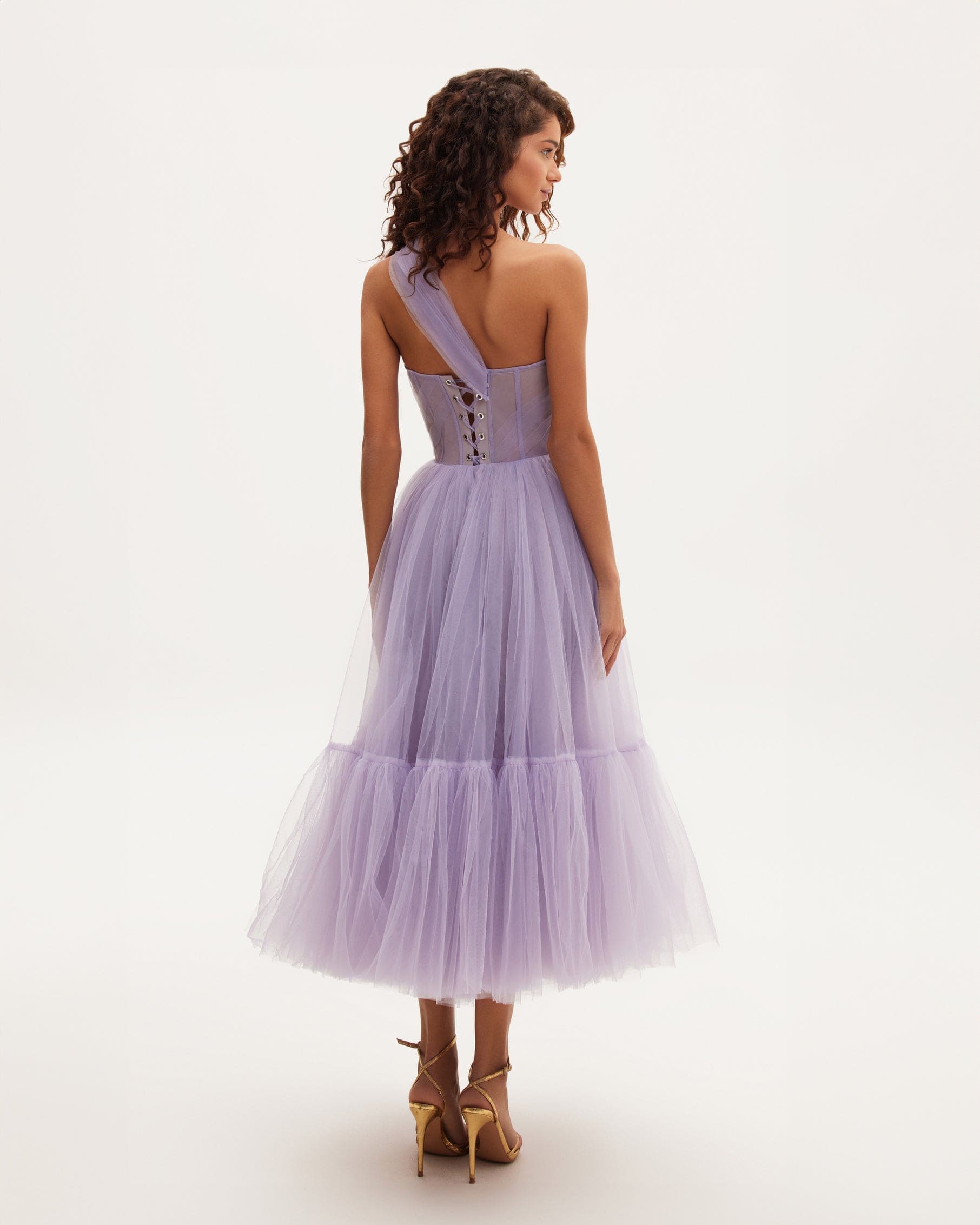 Lavender One-Shoulder Cocktail Tulle Dress - OWNCI