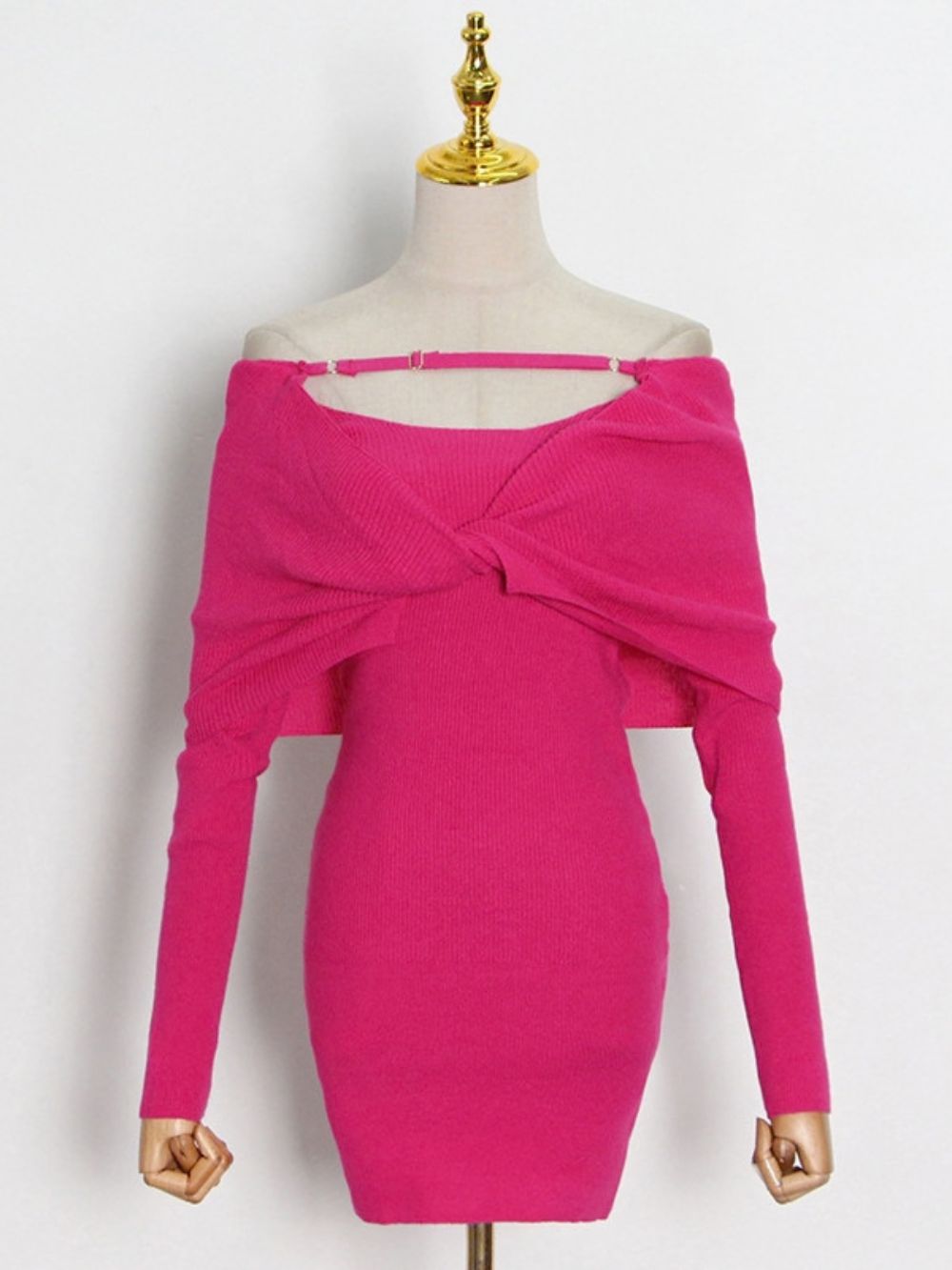 Mirai Pink Knit Long Sleeve Mini Dress - OWNCI Mirai Pink Knit Long Sleeve Mini Dress - OWNCI