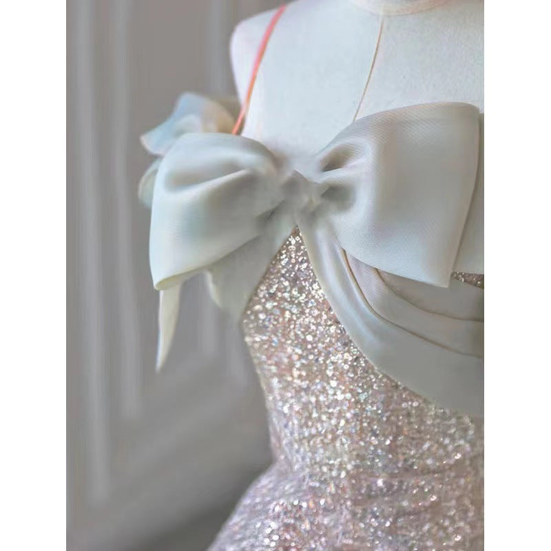 Silver Sequined Tulle a-Line Gown - OWNCI Silver Sequined Tulle a-Line Gown - OWNCI